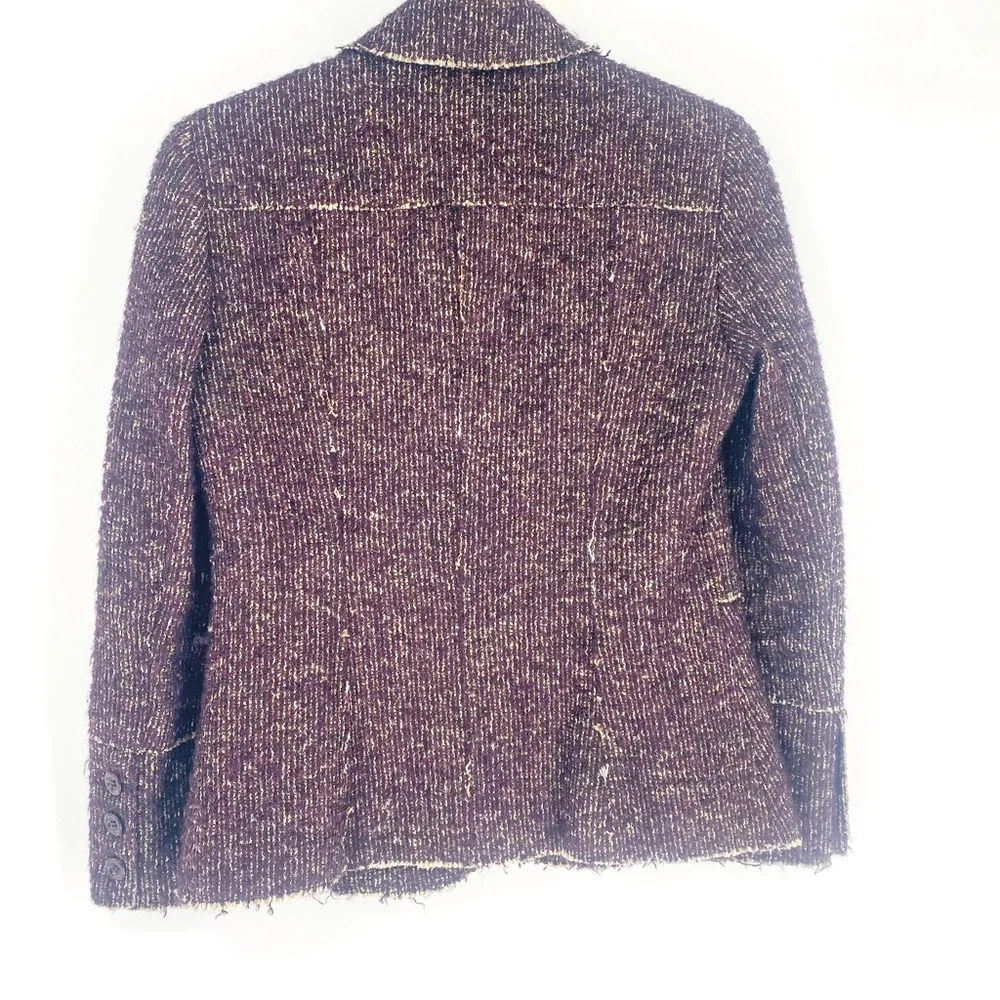 Lafayette 148 Alpaca Wool Bouche Purple Multi Blazer Jacket Petite Size 2 - Picture 5 of 9